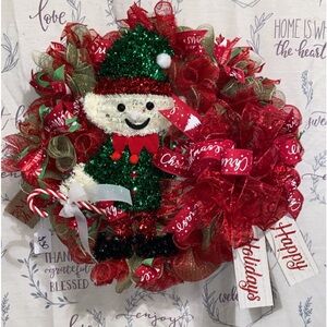 SOLD—-14 inch Holliday Wreath handcrafted by myself @Candi's Creation's